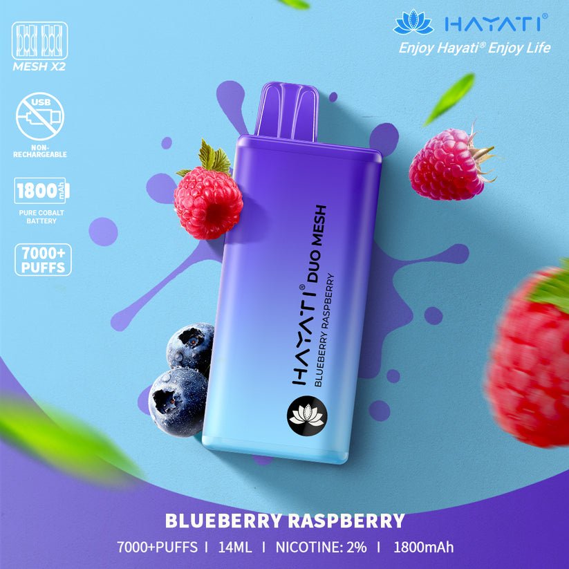Hayati Duo Mesh 7000 Disposable Vape Puff Bar Pod Box of 10 - Vape & Candy Wholesale