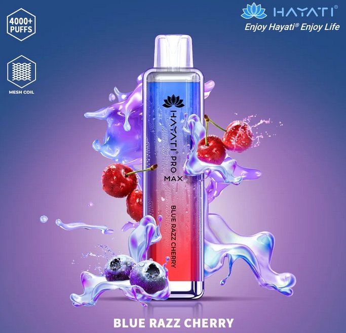 Hayati Pro Max 4000 Disposable Vape Puff Bar Box of 10 - Blue Razz Cherry -Vapeuksupplier