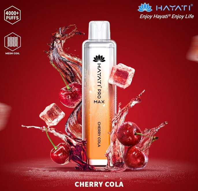 Hayati Pro Max 4000 Disposable Vape Puff Bar Box of 10 - Cherry Cola -Vapeuksupplier