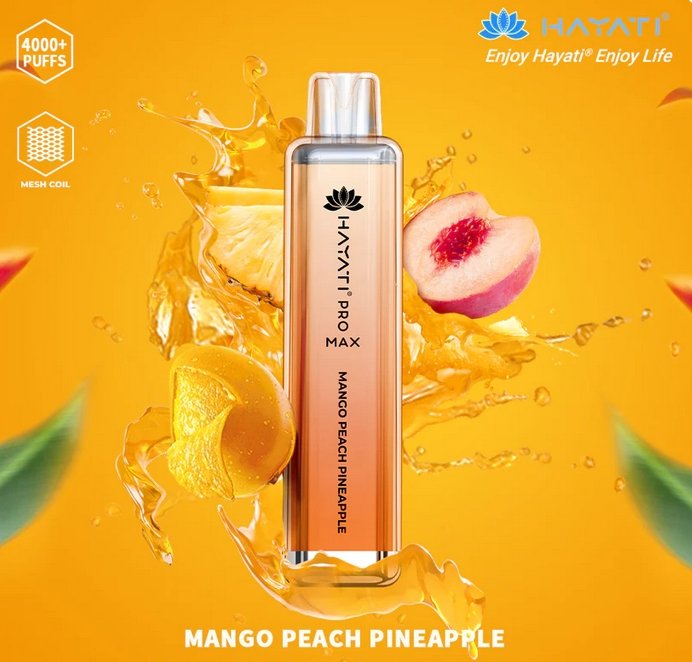 Hayati Pro Max 4000 Disposable Vape Puff Bar Box of 10 - Mango Peach Pineapple -Vapeuksupplier