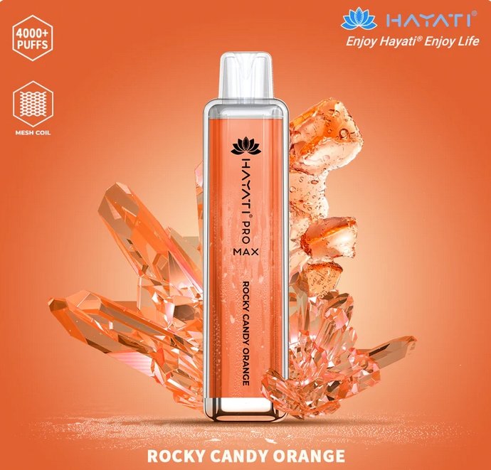 Hayati Pro Max 4000 Disposable Vape Puff Bar Box of 10 - Rocky Candy Orange -Vapeuksupplier