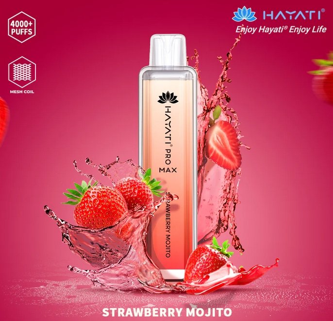 Hayati Pro Max 4000 Disposable Vape Puff Bar Box of 10 - Strawberry Mojito -Vapeuksupplier