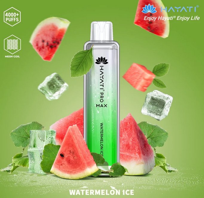 Hayati Pro Max 4000 Disposable Vape Puff Bar Box of 10 - Watermelon Ice -Vapeuksupplier