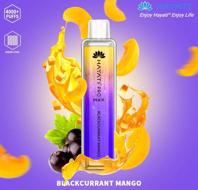Hayati Pro Max 4000 Disposable Vape Puff Bar Pod Kit - Blackcurrant Mango -Vapeuksupplier