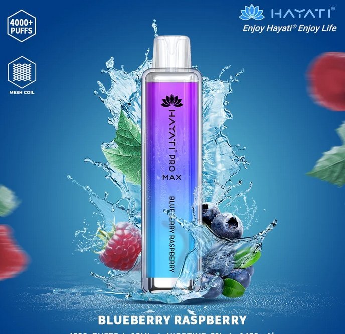 Hayati Pro Max 4000 Disposable Vape Puff Bar Pod Kit - Blueberry Raspberry -Vapeuksupplier