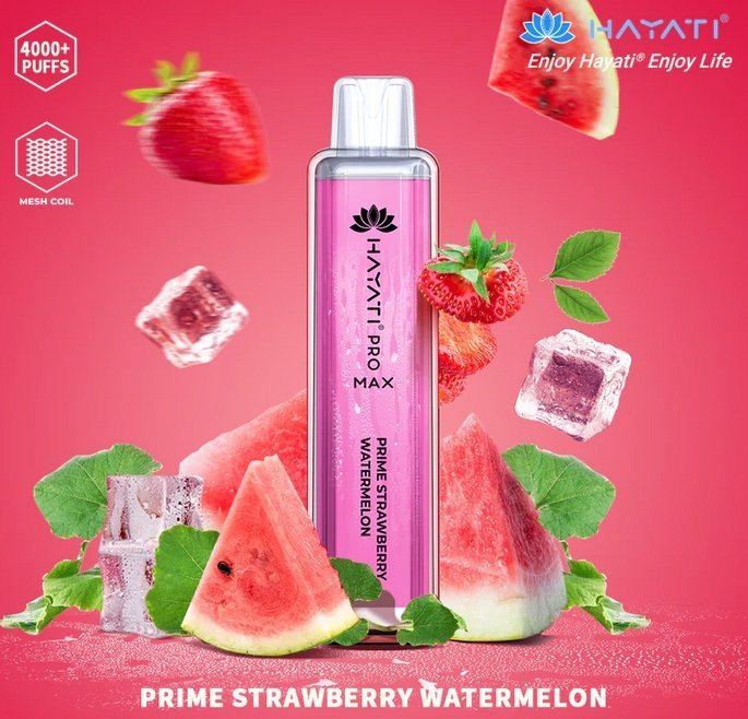 Hayati Pro Max 4000 Disposable Vape Puff Bar Pod Kit - Prime Strawberry Watermelon -Vapeuksupplier