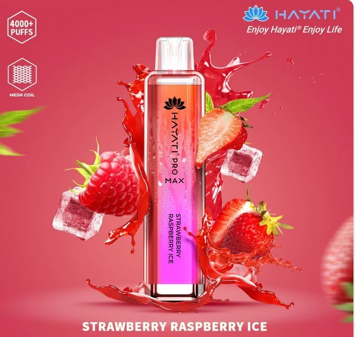 Hayati Pro Max 4000 Disposable Vape Puff Bar Pod Kit - Strawberry Raspberry Ice -Vapeuksupplier